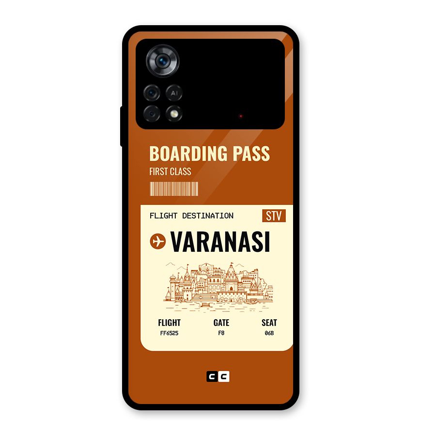 Varanasi Boarding Pass Glass Back Case for Poco X4 Pro 5G