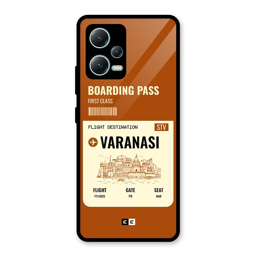 Varanasi Boarding Pass Glass Back Case for Redmi Note 12 5G