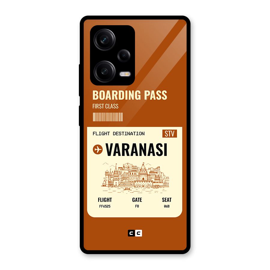 Varanasi Boarding Pass Glass Back Case for Redmi Note 12 Pro