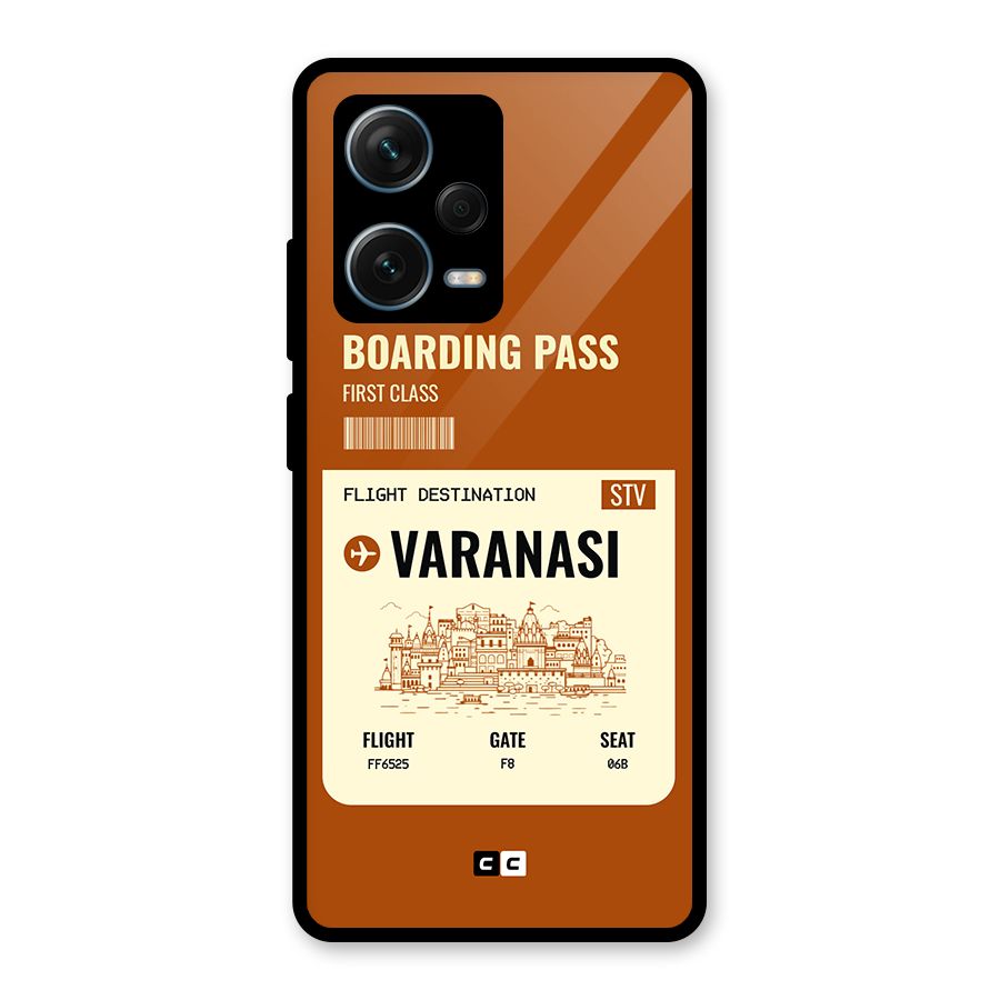 Varanasi Boarding Pass Glass Back Case for Redmi Note 12 Pro Plus 5G
