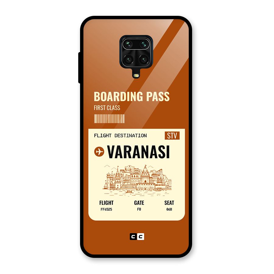 Varanasi Boarding Pass Glass Back Case for Redmi Note 9 Pro