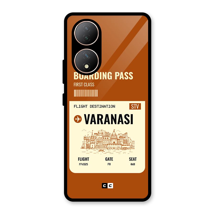 Varanasi Boarding Pass Glass Back Case for Vivo Y100A
