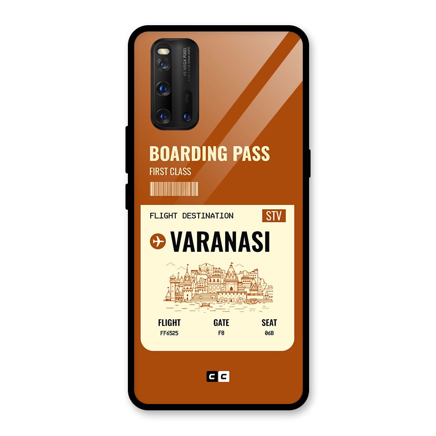 Varanasi Boarding Pass Glass Back Case for Vivo iQOO 3
