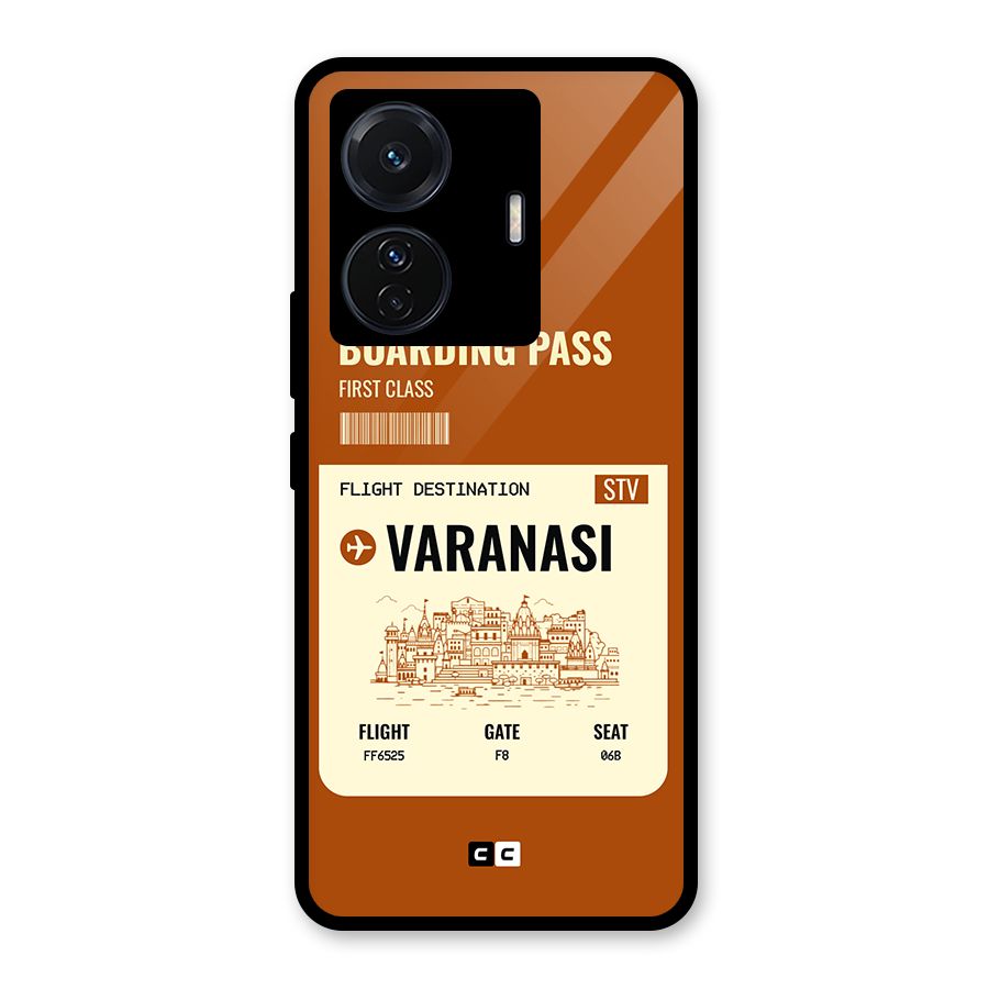 Varanasi Boarding Pass Glass Back Case for Vivo iQOO Z6 Pro