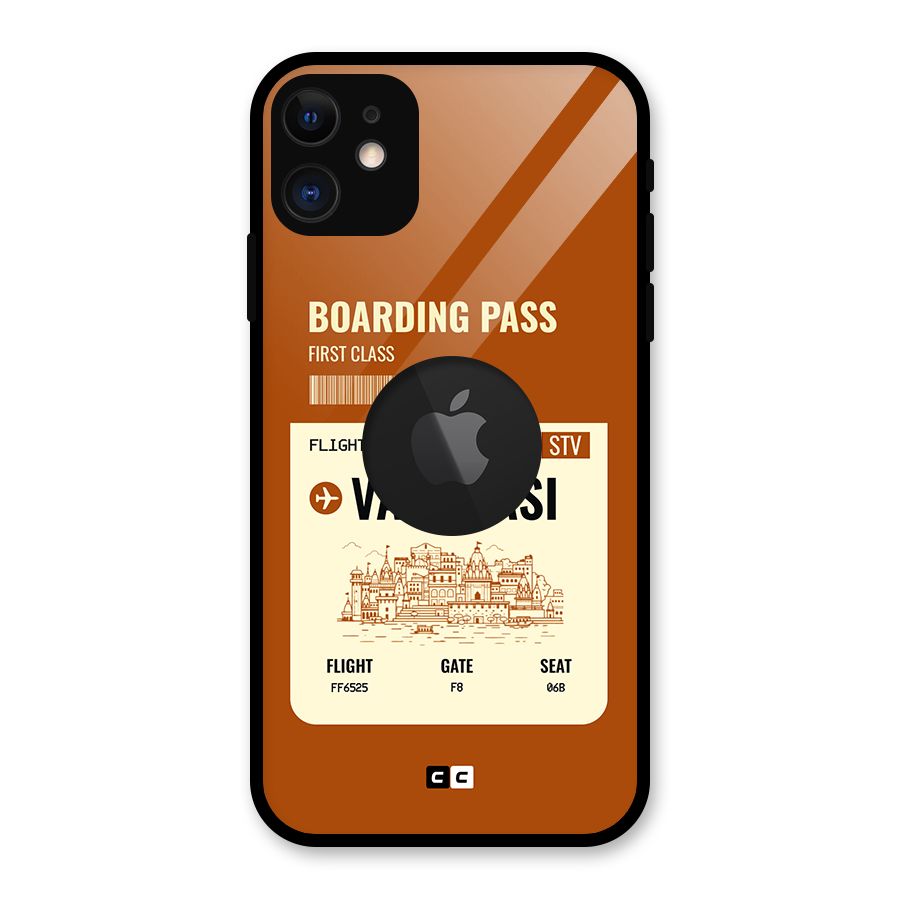 Varanasi Boarding Pass Glass Back Case for iPhone 11 Logo Cut