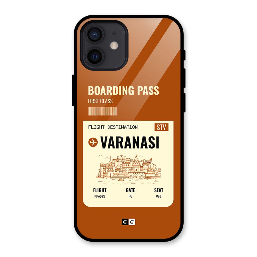 Varanasi Boarding Pass Glass Back Case for iPhone 12