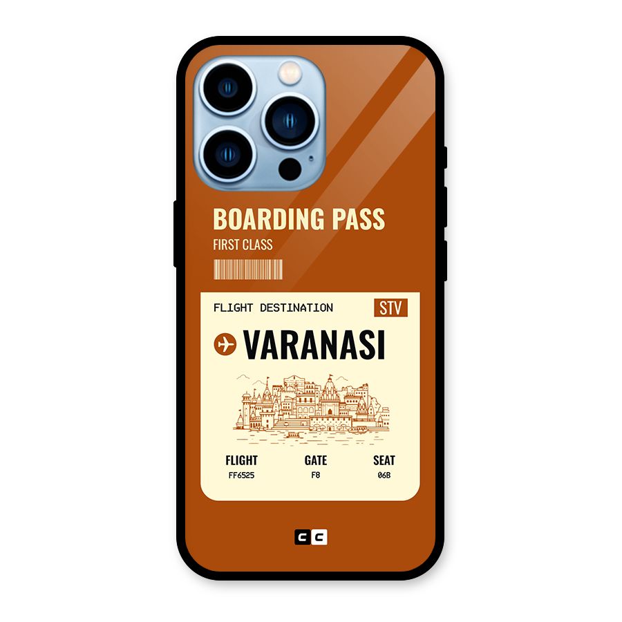 Varanasi Boarding Pass Glass Back Case for iPhone 13 Pro