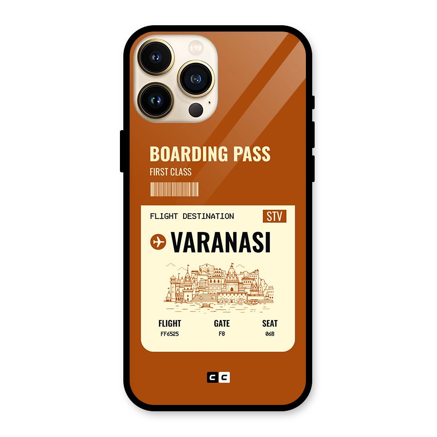 Varanasi Boarding Pass Glass Back Case for iPhone 13 Pro Max