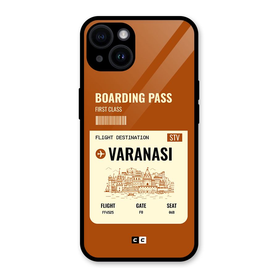 Varanasi Boarding Pass Glass Back Case for iPhone 14