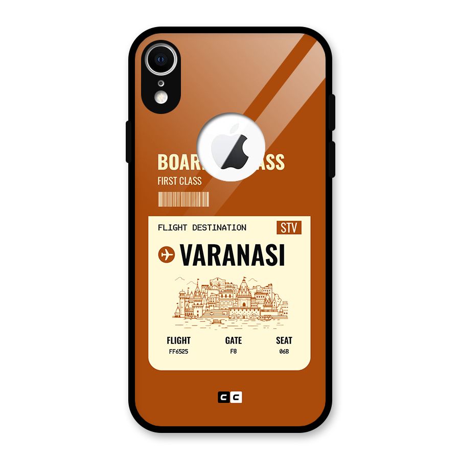 Varanasi Boarding Pass Glass Back Case for iPhone XR Logo Cut