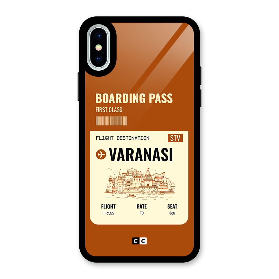 Varanasi Boarding Pass Glass Back Case for iPhone XS