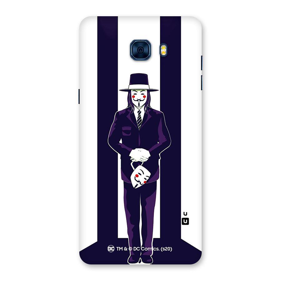 Vendetta Gentleman Holding Mask Illustration Back Case for Galaxy C7 Pro