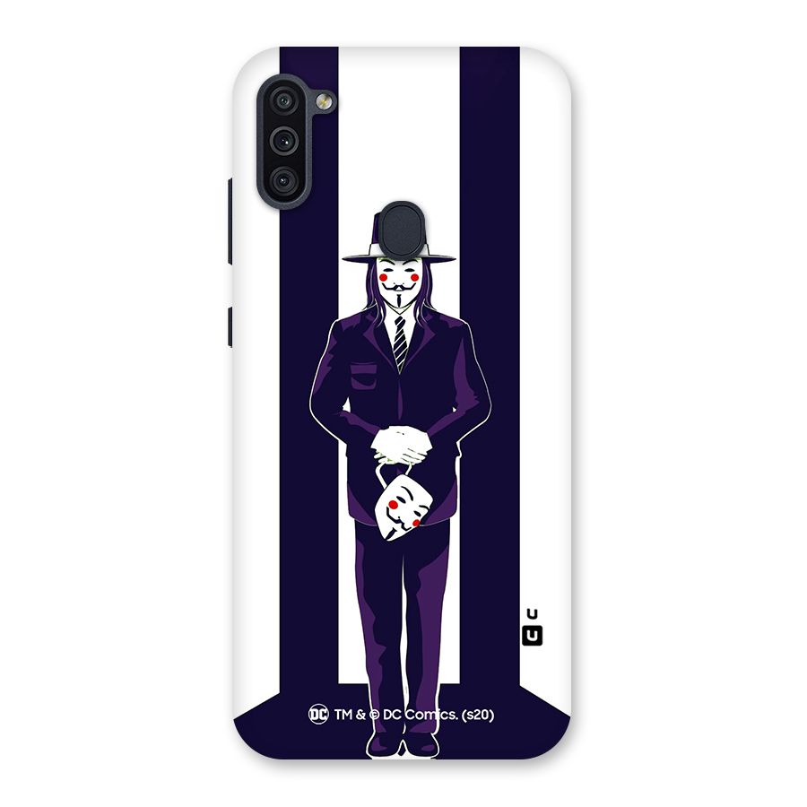 Vendetta Gentleman Holding Mask Illustration Back Case for Galaxy M11
