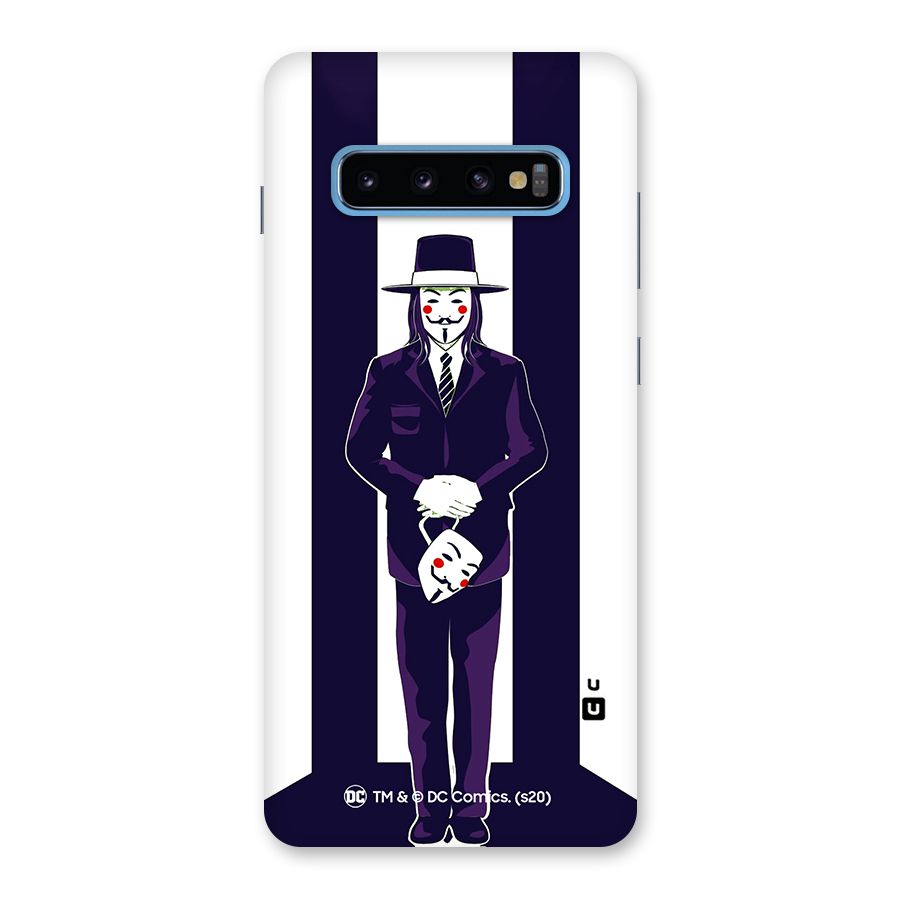 Vendetta Gentleman Holding Mask Illustration Back Case for Galaxy S10 Plus