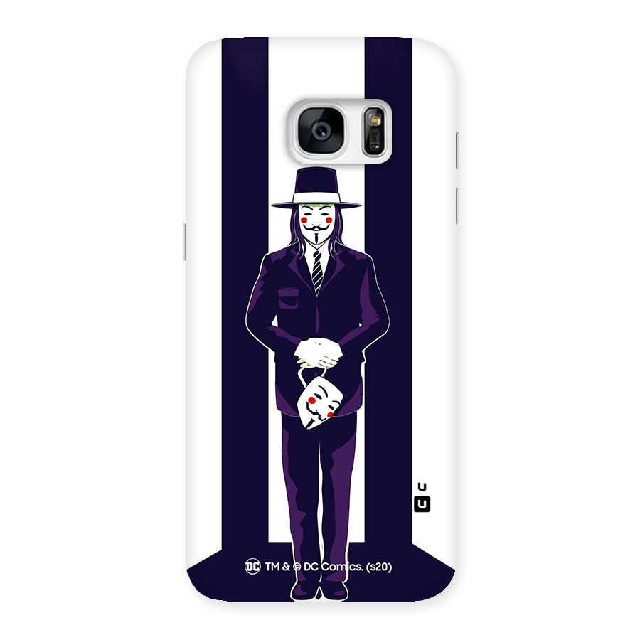 Vendetta Gentleman Holding Mask Illustration Back Case for Galaxy S7 Edge