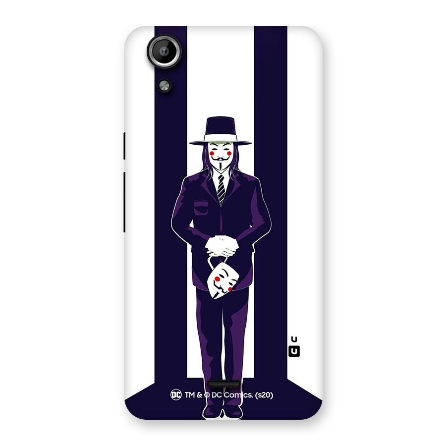 Vendetta Gentleman Holding Mask Illustration Back Case for Micromax Canvas Selfie Lens Q345