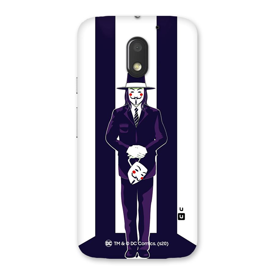 Vendetta Gentleman Holding Mask Illustration Back Case for Moto E3 Power