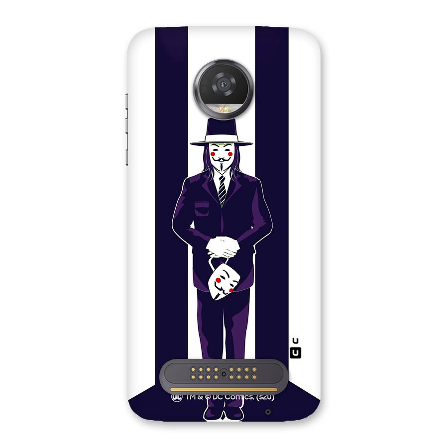 Vendetta Gentleman Holding Mask Illustration Back Case for Moto Z2 Play