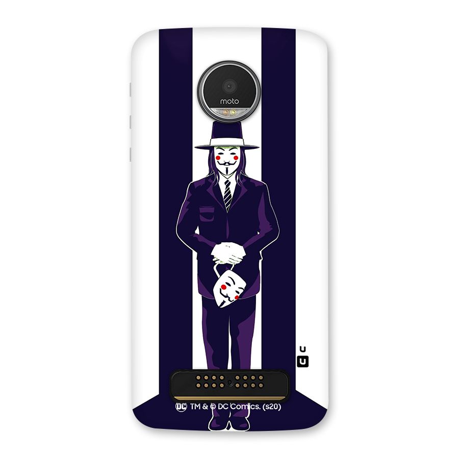 Vendetta Gentleman Holding Mask Illustration Back Case for Moto Z Play