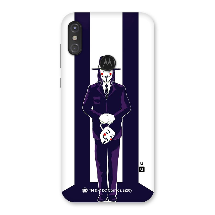 Vendetta Gentleman Holding Mask Illustration Back Case for Motorola One Power