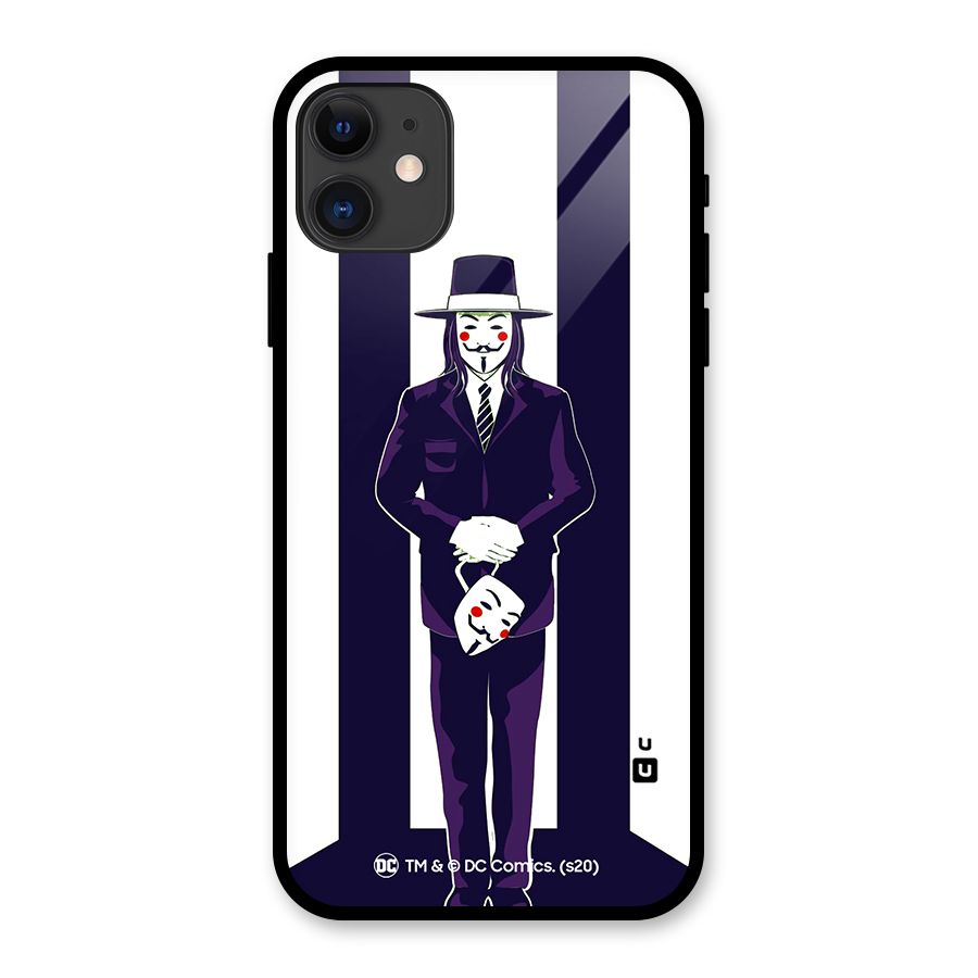 Vendetta Gentleman Holding Mask Illustration Glass Back Case for iPhone 11