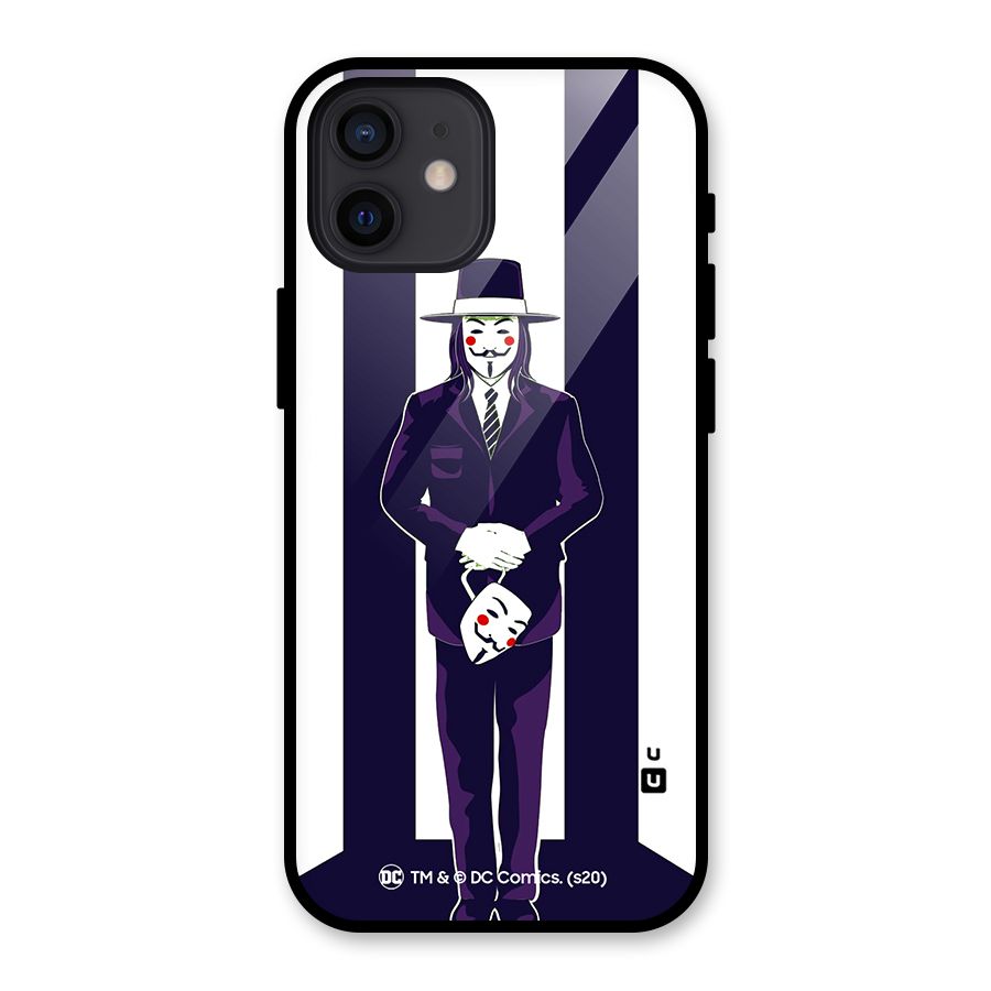 Vendetta Gentleman Holding Mask Illustration Glass Back Case for iPhone 12