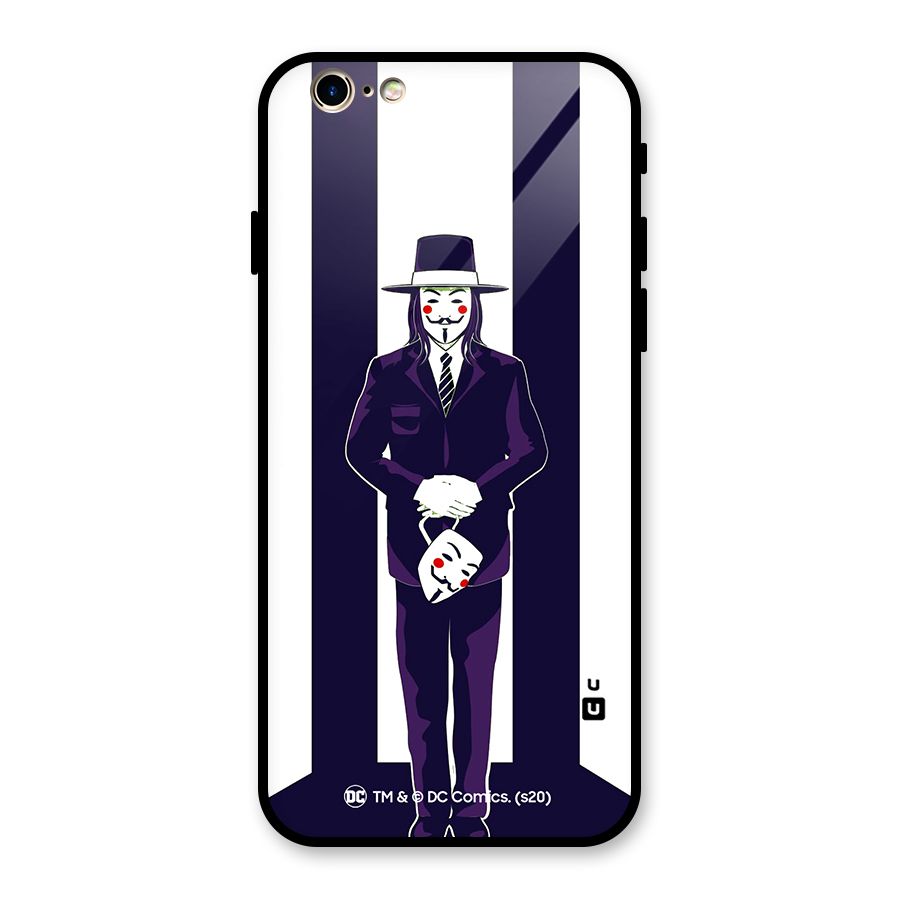Vendetta Gentleman Holding Mask Illustration Glass Back Case for iPhone 6 6S