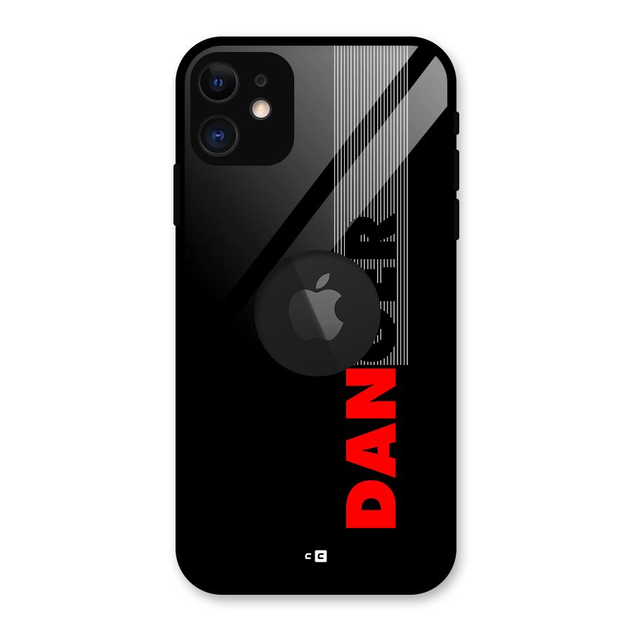 Vertical Danger Glass Back Case for iPhone 11 Logo Cut