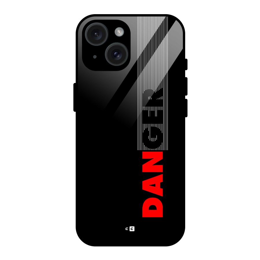 Vertical Danger Glass Back Case for iPhone 15