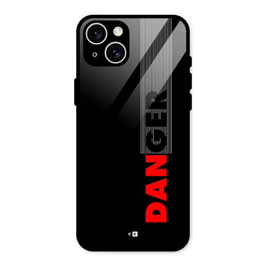 Vertical Danger Glass Back Case for iPhone 15 Plus