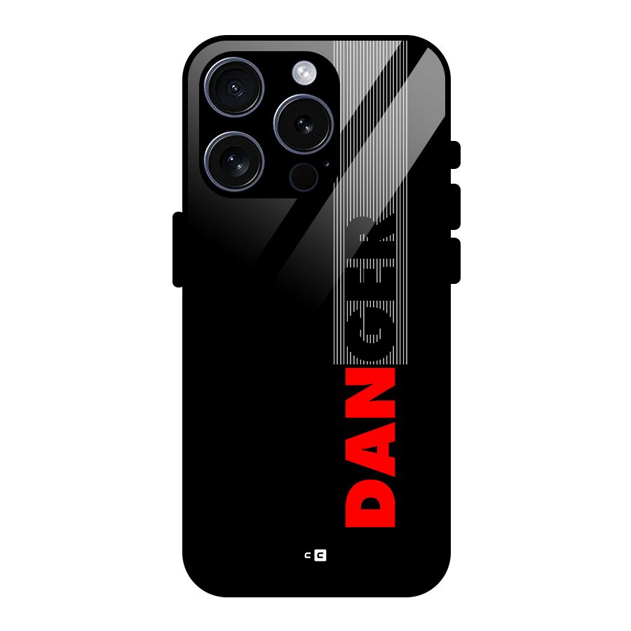 Vertical Danger Glass Back Case for iPhone 15 Pro