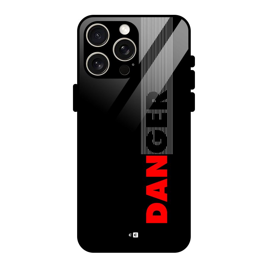 Vertical Danger Glass Back Case for iPhone 15 Pro Max