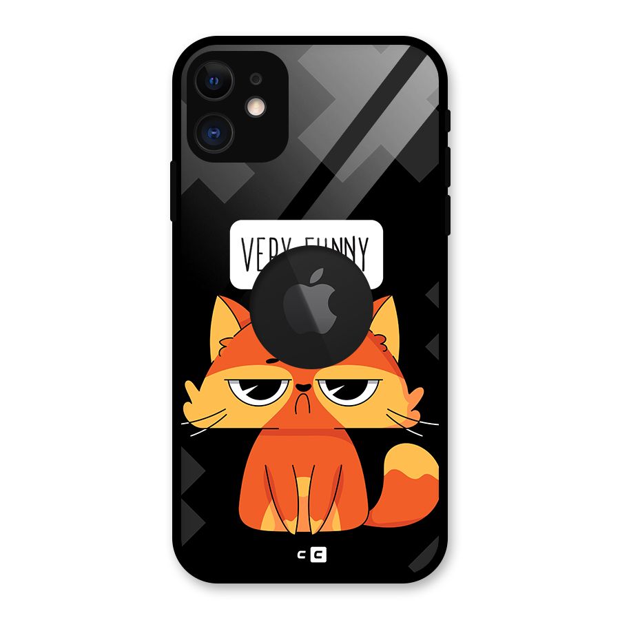Very Funny Cat Glass Back Case for iPhone 11 Logo Cut