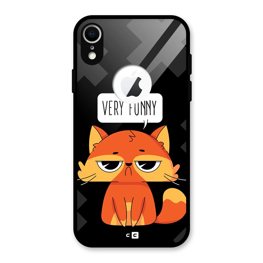 Very Funny Cat Glass Back Case for iPhone XR Logo Cut