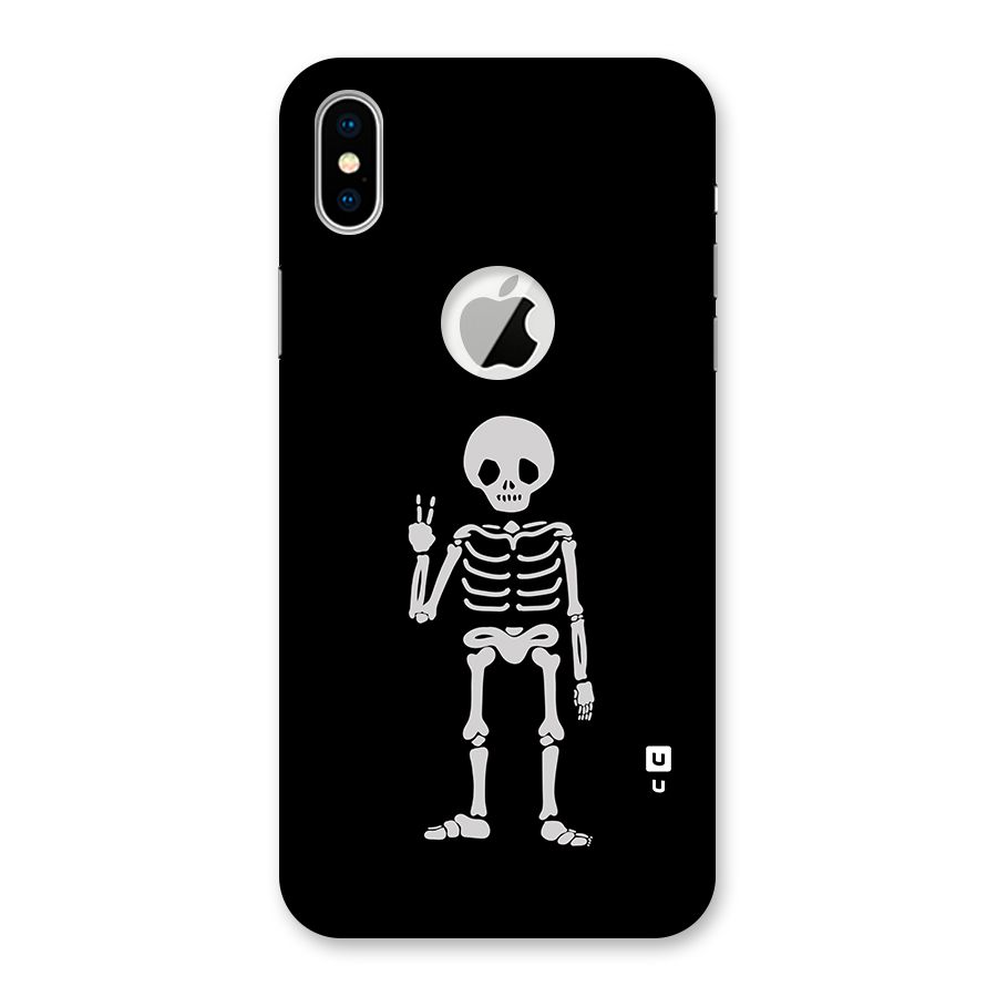 Victory Skeleton Spooky Back Case for iPhone X Logo Cut