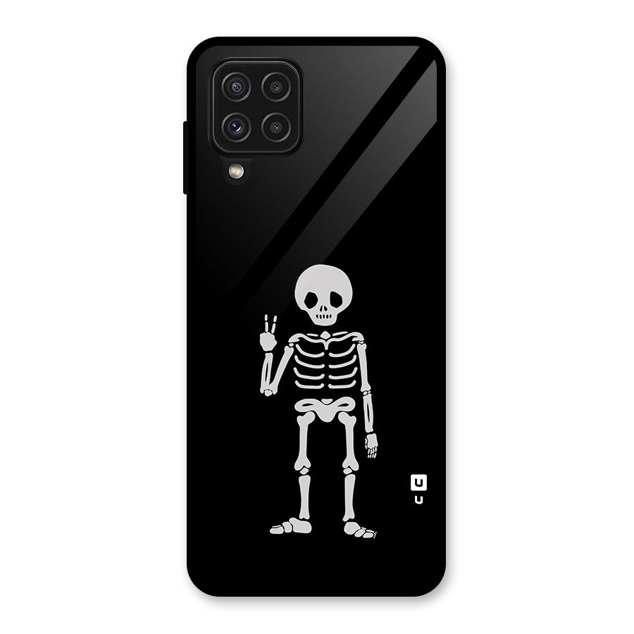 Victory Skeleton Spooky Glass Back Case for Galaxy A22 4G