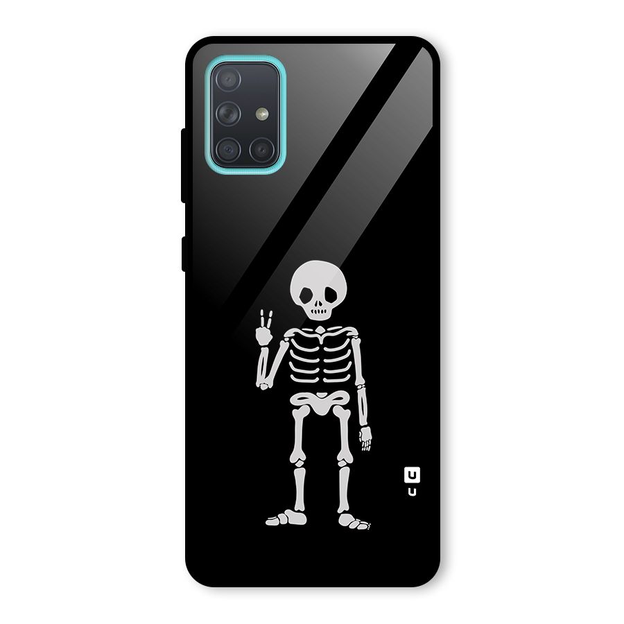 Victory Skeleton Spooky Glass Back Case for Galaxy A71