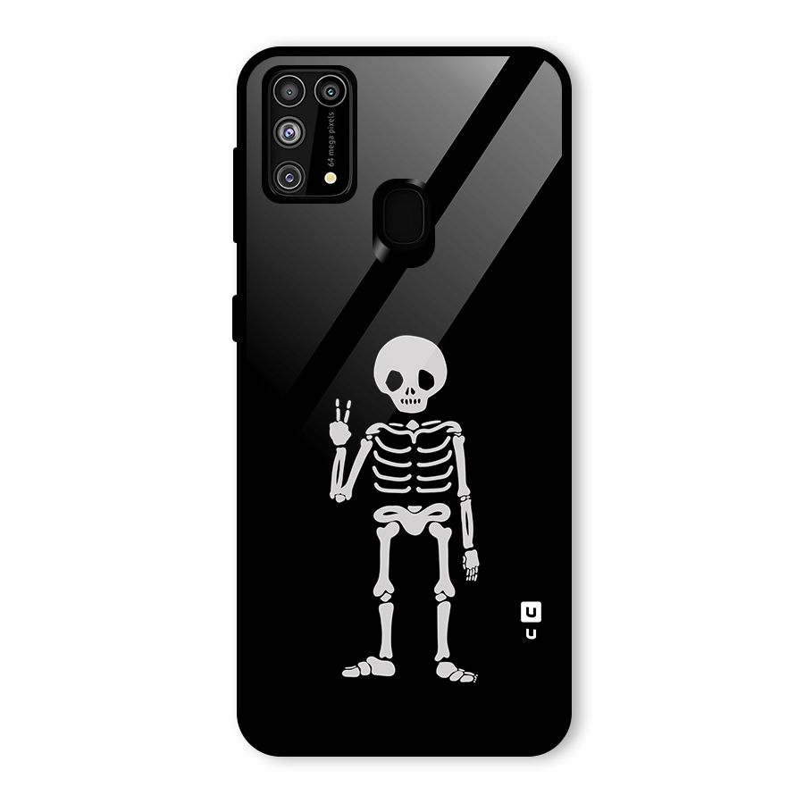 Victory Skeleton Spooky Glass Back Case for Galaxy F41
