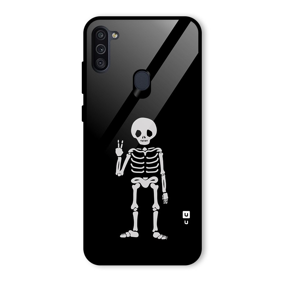 Victory Skeleton Spooky Glass Back Case for Galaxy M11