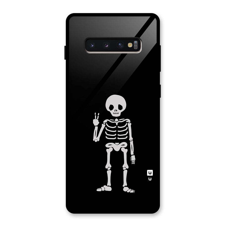 Victory Skeleton Spooky Glass Back Case for Galaxy S10 Plus