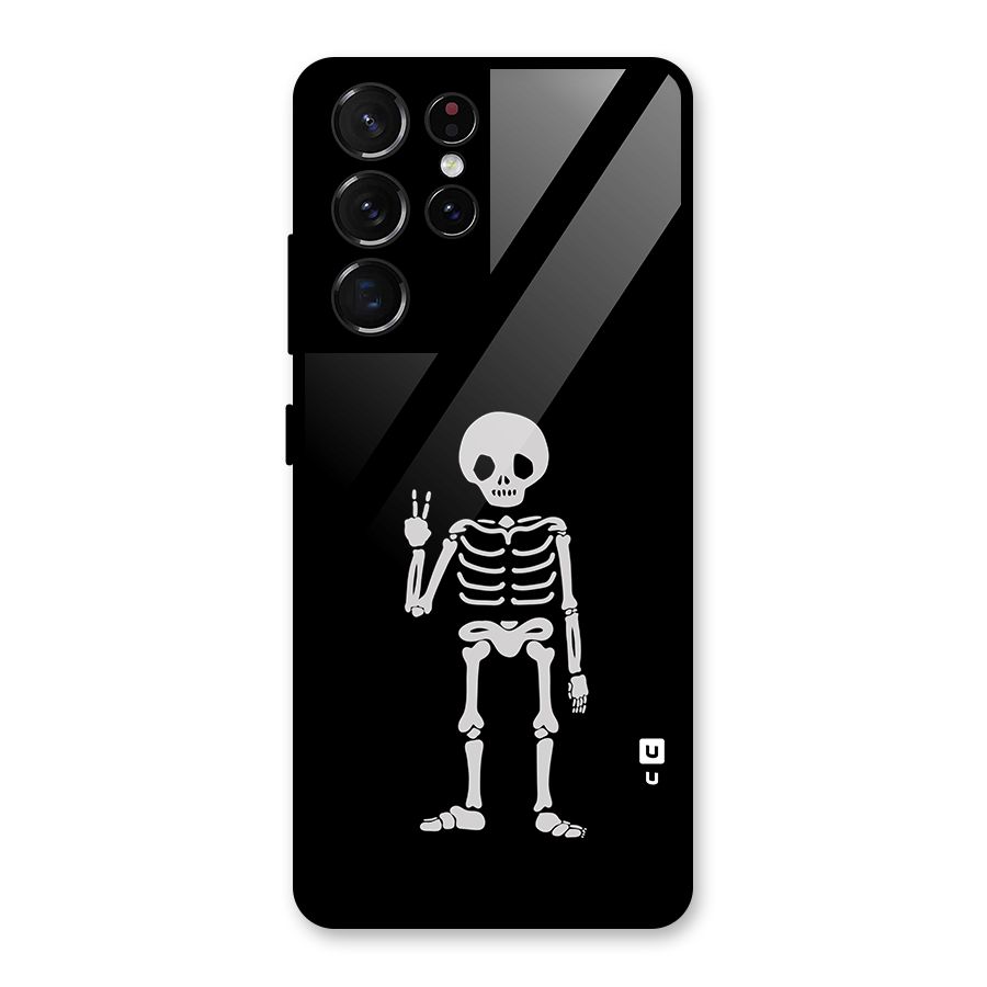 Victory Skeleton Spooky Glass Back Case for Galaxy S21 Ultra 5G