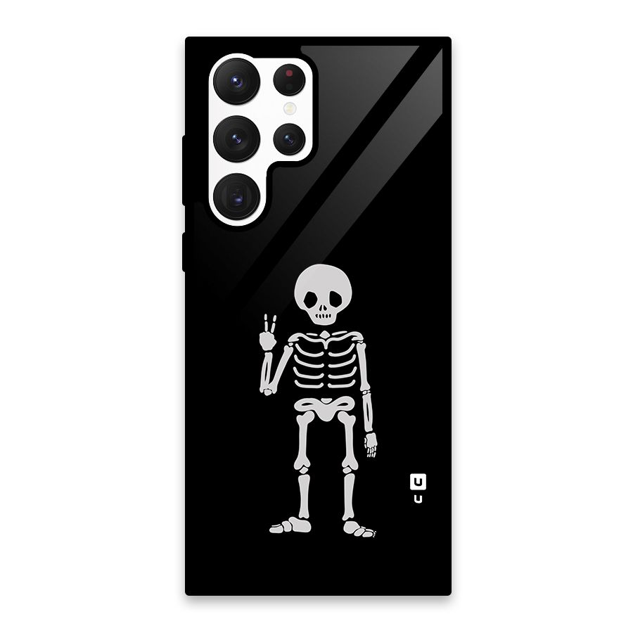 Victory Skeleton Spooky Glass Back Case for Galaxy S22 Ultra 5G