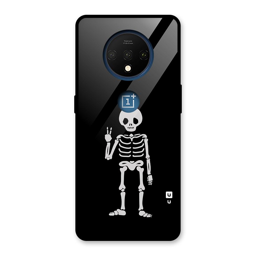 Victory Skeleton Spooky Glass Back Case for OnePlus 7T