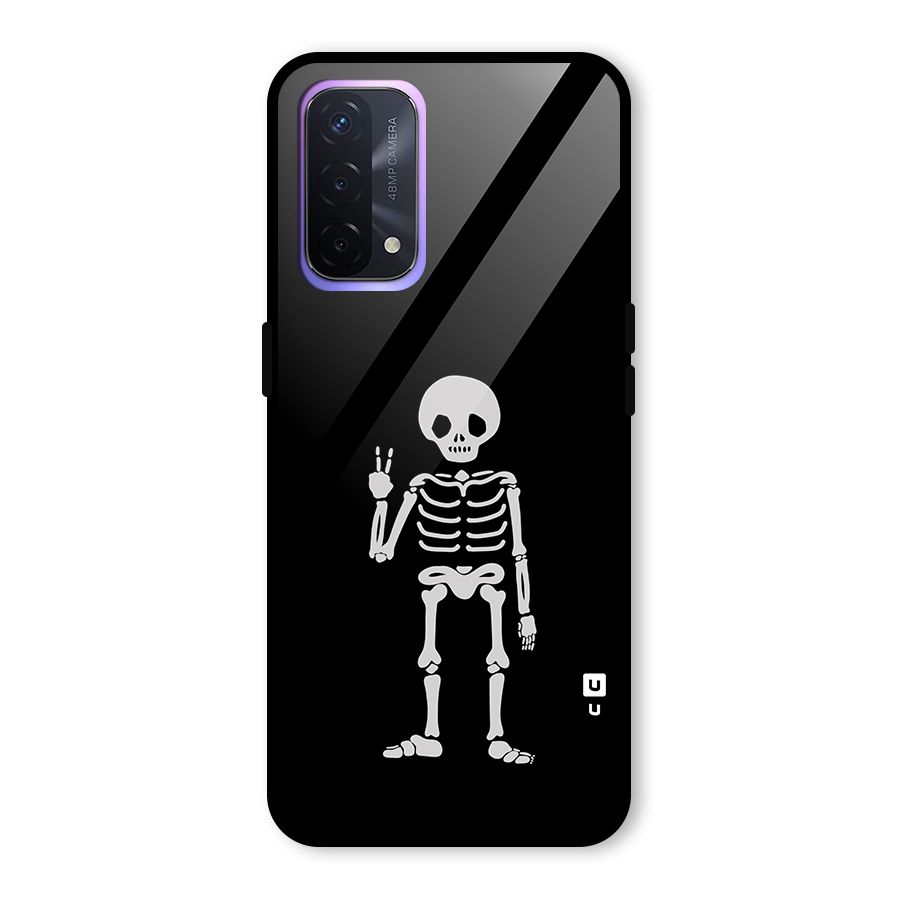 Victory Skeleton Spooky Glass Back Case for Oppo A74 5G