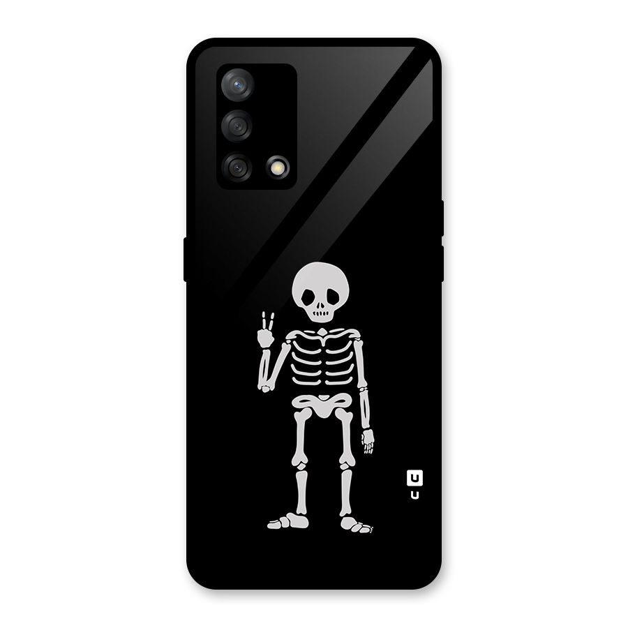 Victory Skeleton Spooky Glass Back Case for Oppo F19