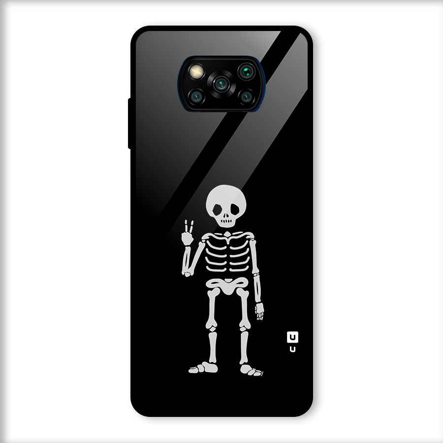 Victory Skeleton Spooky Glass Back Case for Poco X3