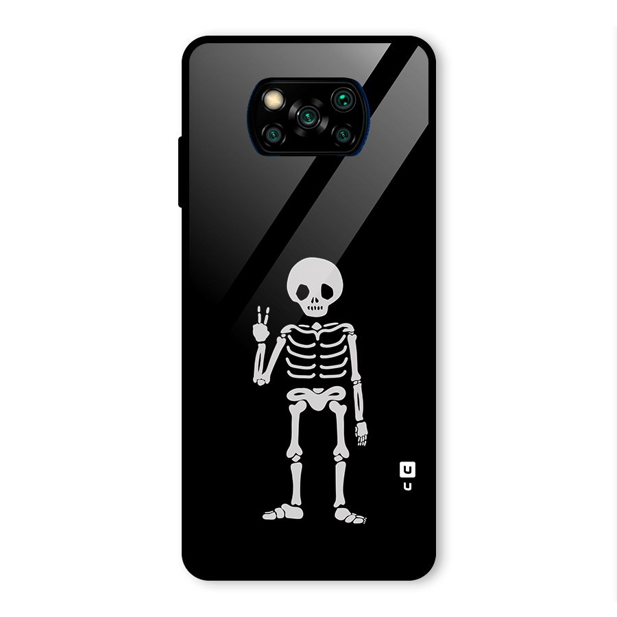 Victory Skeleton Spooky Glass Back Case for Poco X3 Pro