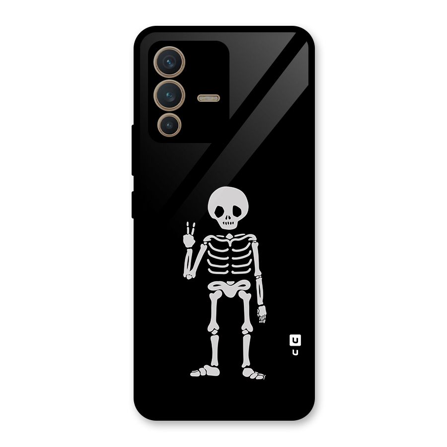 Victory Skeleton Spooky Glass Back Case for Vivo V23 5G
