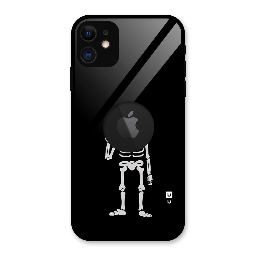 Victory Skeleton Spooky Glass Back Case for iPhone 11 Logo Cut