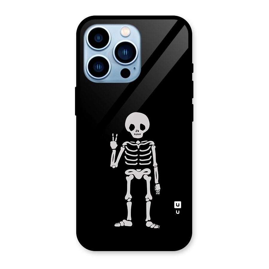 Victory Skeleton Spooky Glass Back Case for iPhone 13 Pro